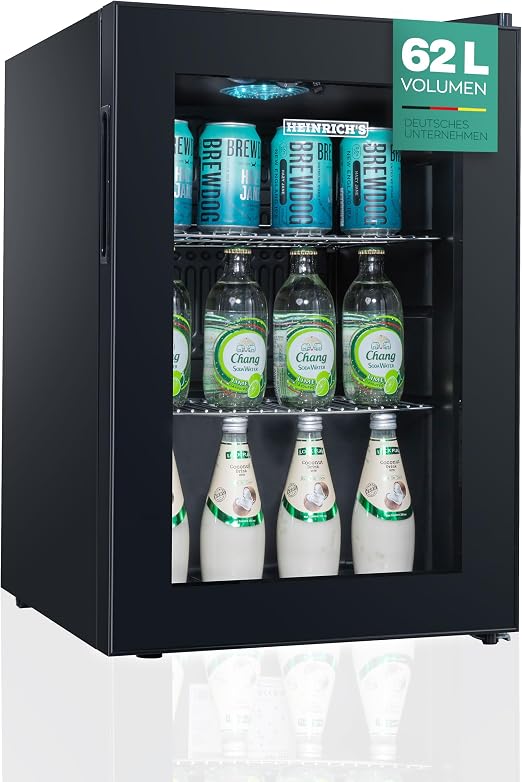 HEINRICH´S Drinks Fridge Mini Fridge with Glass Door 62L HKG 3262