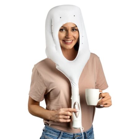 ProfiCare PC-HTH 3003 3-in-1 Ion Drying Hood, Hair Dryer and Curling Brush in One, Includes Practical Storage Bag, White