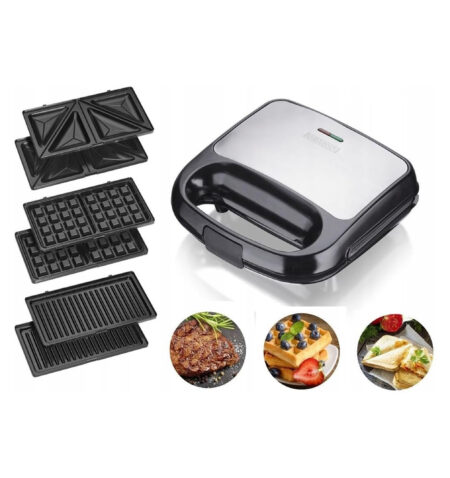 HEINRICHS 3 IN 1 Sandwich Toaster, Waffle Maker, Grill XXXL Platten, 750 watt power HST 8683