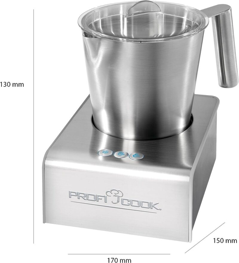 ProfiCook PC-MS 1032 Milk Frother Stainless Steel Mixing Container Approx. 900 ml Max. Milk Foam Number Approx. 500 ml 6 Functions Automatic Shut-Off Stainless Steel Housing - Image 4