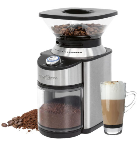 PC-EKM 1205 Electric Coffee Grinder, Coffee Grinder, Adjustable Grinding Level (Coarse to Extra Fine) for e.g. Filter or, Turkish Coffee, Mocha, Aroma Protective Lid, Stainless Steel