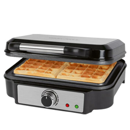 ProfiCook PC-WA 1240, 501240 Waffle Iron for Belgian Waffles with 2 Baking Surfaces, 1000 Watt, Non-Stick Coating, Stainless Steel, Continuously Selectable Browning Degree