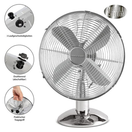 Stainless Steel Designer Table Fan, 25cm Proficare, PC-VL 3062 M