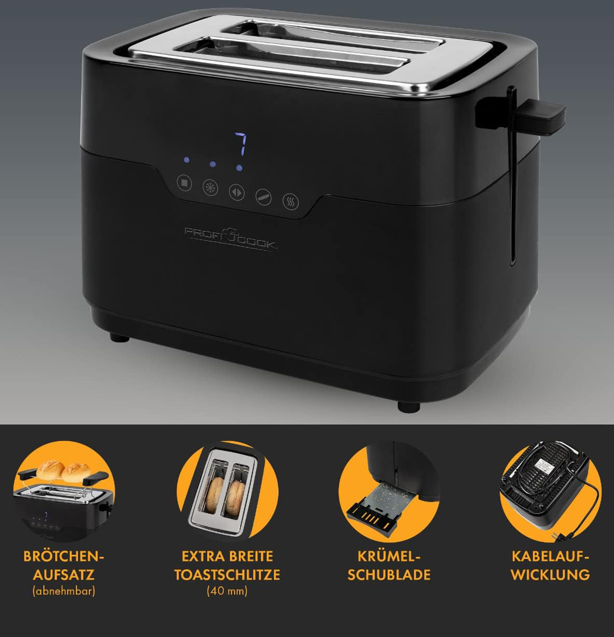 Toaster 2 Slices with Bun Attachment and Extra Wide Toast Slot-3