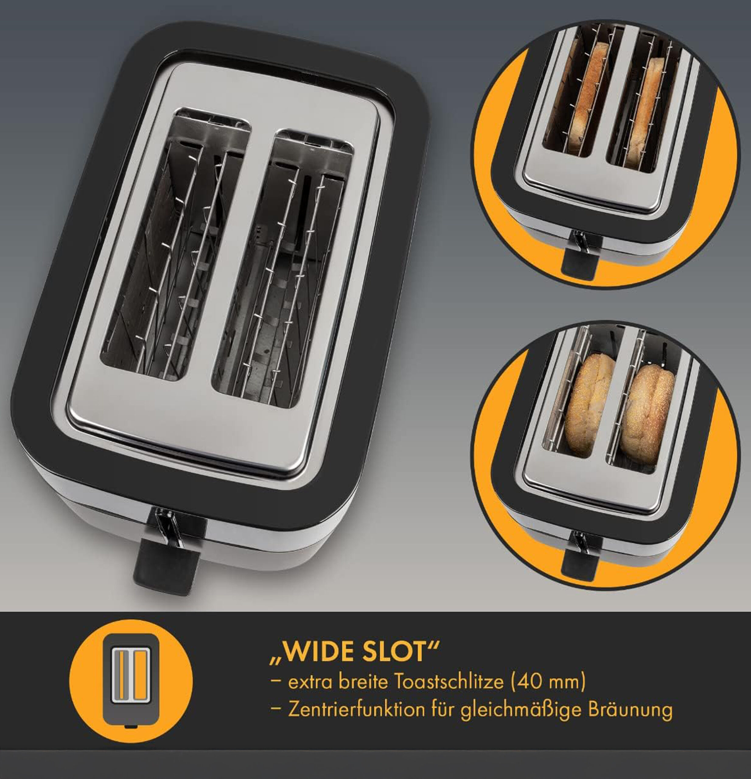 Toaster 2 Slices with Bun Attachment and Extra Wide Toast Slot-8