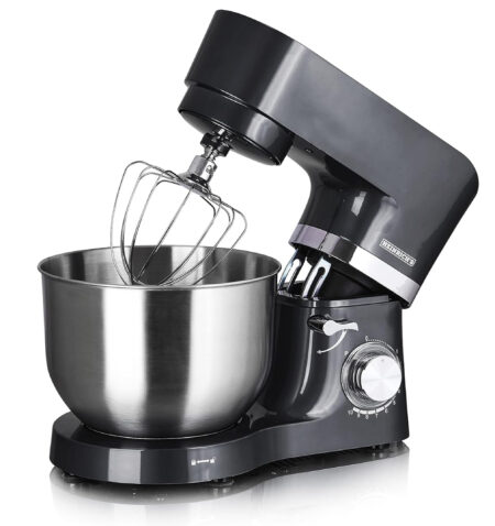 Heinrichs Food Processor Kneading Machine Dough Machine 1300 W Kitchen Appliance Stirrer Dough Hook Whisk Splash Guard 10 Adjustable Speeds XL 6.2 L Stainless Steel Bowl Low Noise (Titan) ‎HKM 6278