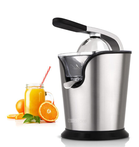 HEINRICHS Electric Stainless Steel Citrus Juicer with Flow Stop Function Professional Lever Arm Rustproof Universal Attachment for Citrus Fruits Pomegranate Press Juicer 160 Watt Heinrich's HZP 8693
