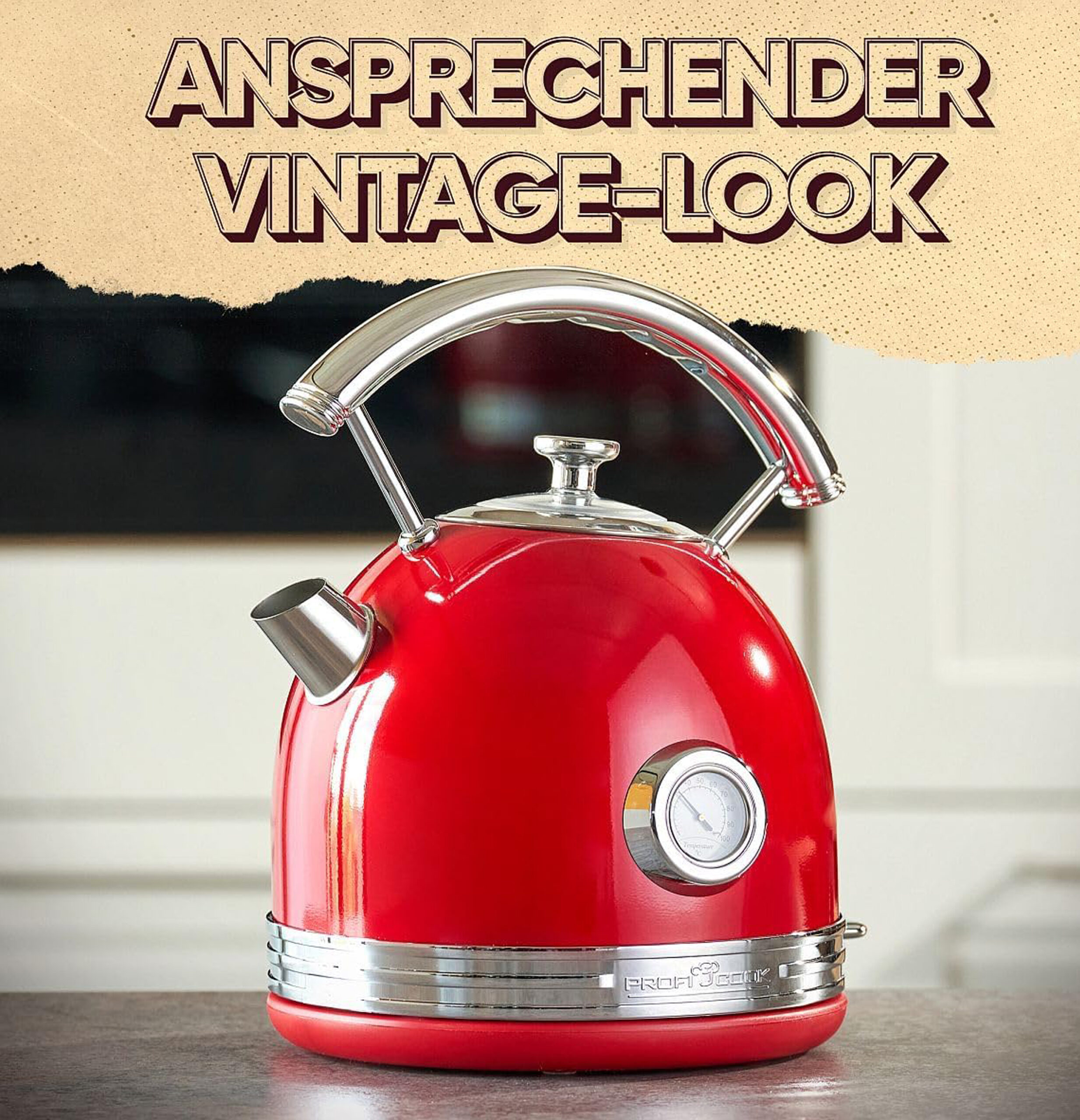 Profi Cook Water kettle vintage PC-WKS 1192 red-3