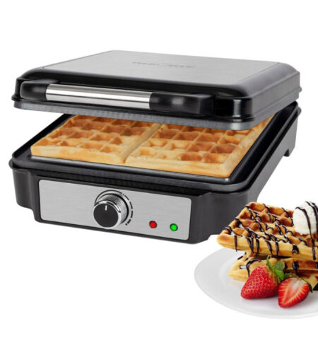 Profi Cook Waffle iron for Belgian waffles with 4 baking surfaces, Belgian waffle, non-stick baking surface, infinitely selectable browning level, stainless steel, 1200 watts, PC-WA 1241 (4 FOLDS)