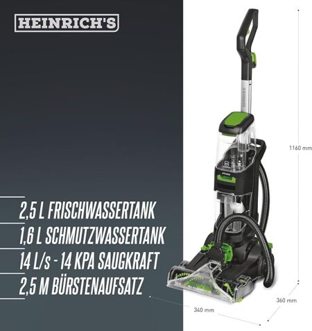 HEINRICHS Carpet Cleaner, 2-in-1 Carpet and Upholstery Cleaner 800W HTR 8848