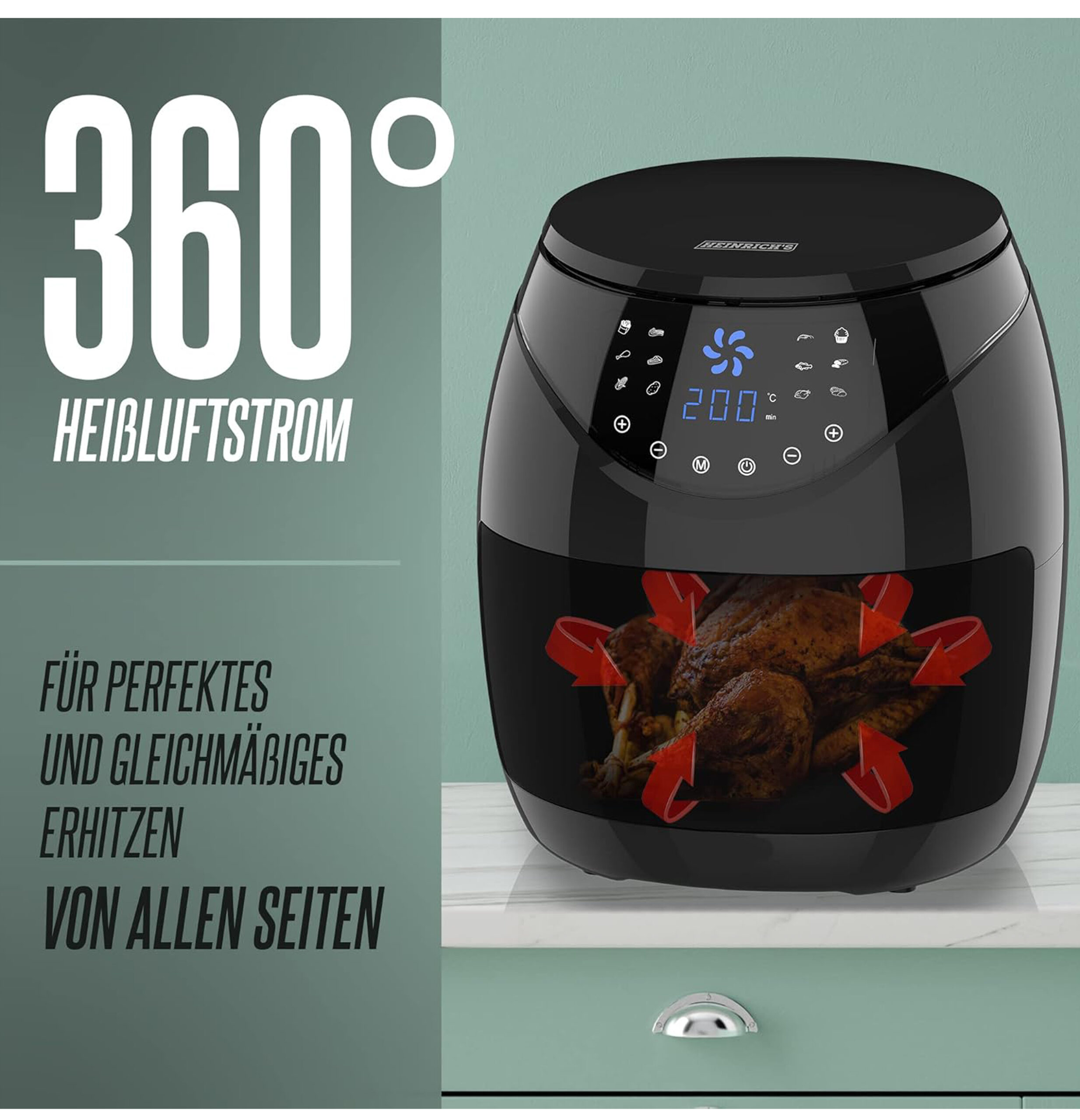 Air Fryer Stainless Steel Digital LED Display HFR 8204-1
