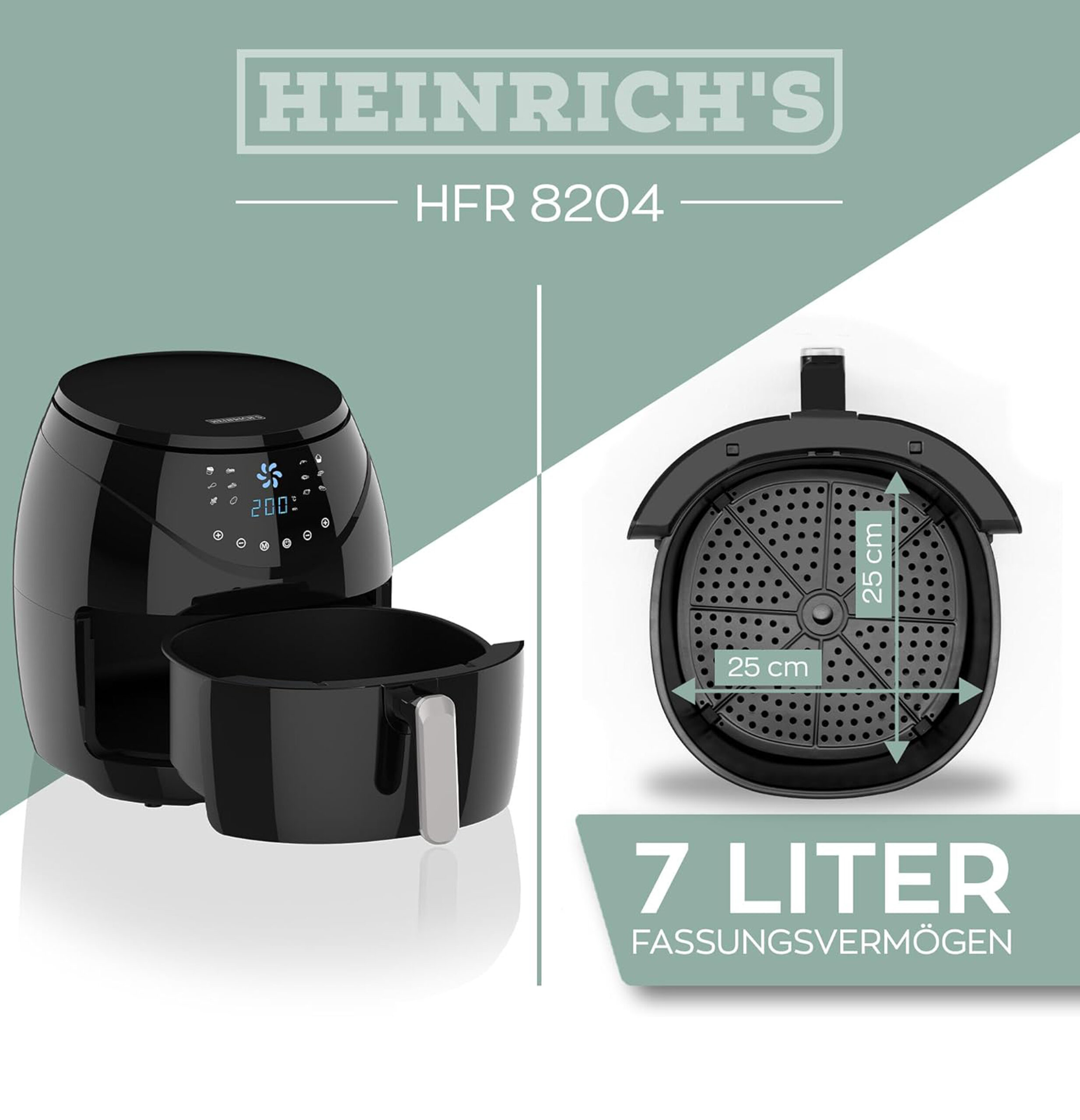 Air Fryer Stainless Steel Digital LED Display HFR 8204-3