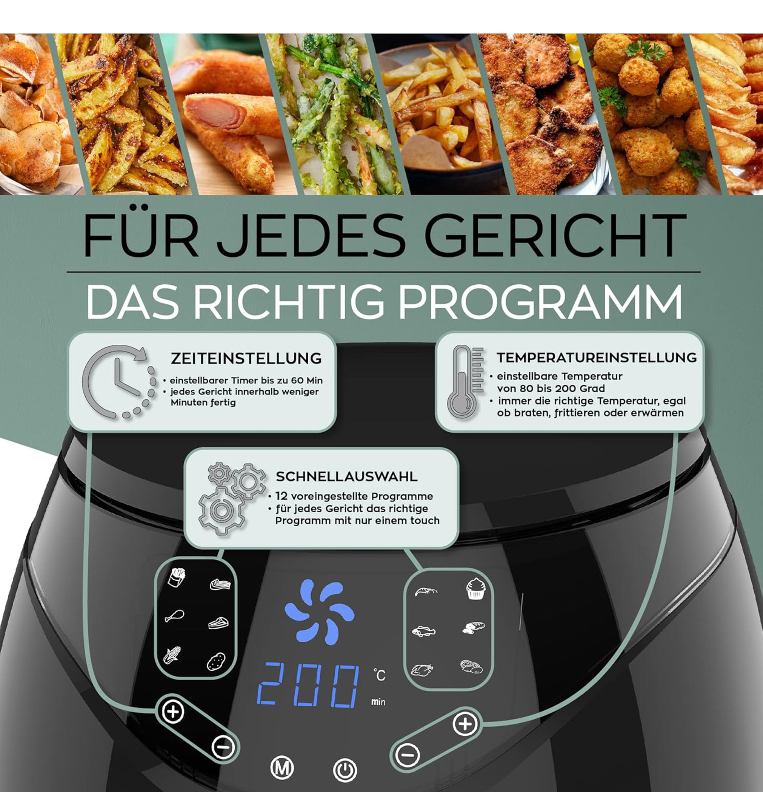 Air Fryer Stainless Steel Digital LED Display HFR 8204-4