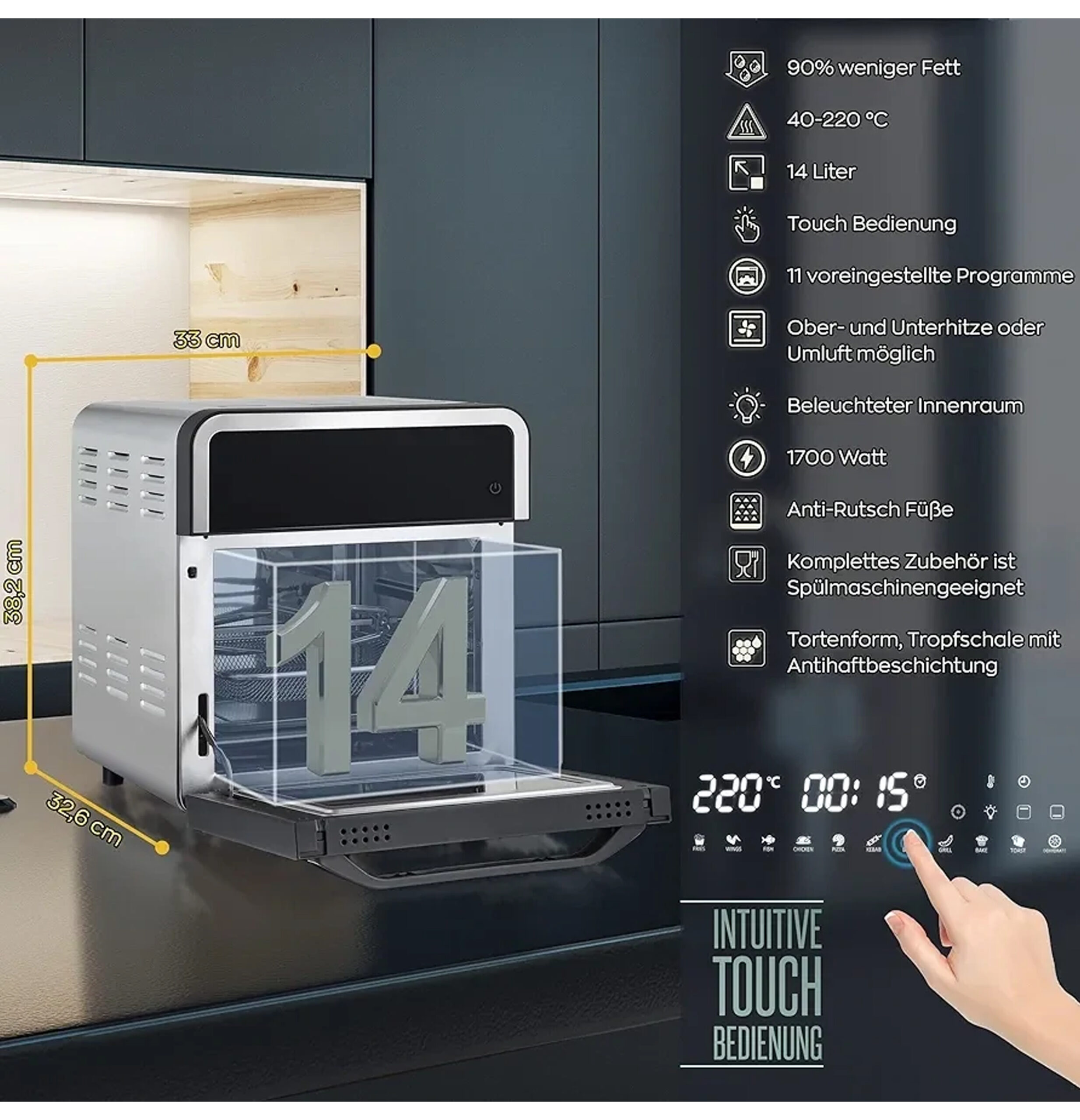 Air Fryer with Digital LED Display HFR 8209-6