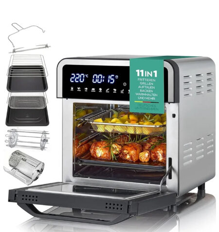 قلاية هوائية HEINRICHS HFR 8209 مزودة بشاشةLED رقمية مع شاشة لمس LCD، بقدرة1700  واط وسعة ضخمة 14 لتر XXXXL