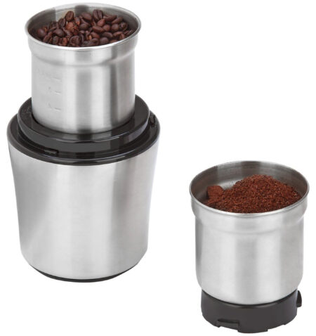 مطحنة القهوة والتوابل من HEINRICH´S – جهاز 2 في 1، بهيكل من الفولاذ المقاوم للصدأ (Inox)، قدرة 200 واط، لون فضي – HKW 8670.