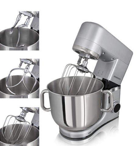 آلة عجن الطعام HEINRICHS HKM 8110 مزودة بوعاء من الستانلس ستيل بسعة 11 لترًا، قدرة قوية 1800 واط، خطاف عجن حاصل على براءة اختراع، شاشة LCD مع 8 مستويات، متعددة الوظائف لعجن وتحضير العجين بكفاءة عالية.