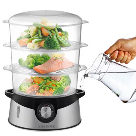 HEINRICHS Steam cooker 3-Layer  (800 W) 9L Stainless Steel - BPA-Free - HDA 8501