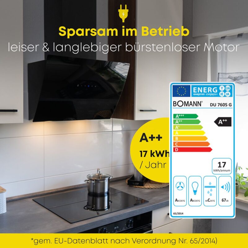 Bomann  Cooker Hood/Headless Vertical Hood/Sensor Control/Touch Control/Auto Opening/Black DU 7605 G - Image 5