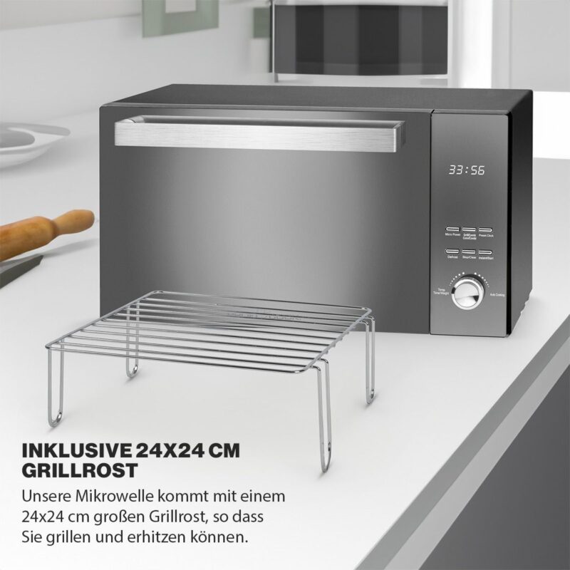 ProfiCook PC-MWG 1204 Microwave with Grill, 23L, 800W Microwave, 1000W Grill, Double Glazed Vertical Door, Stainless Steel Handle, Black - Image 5