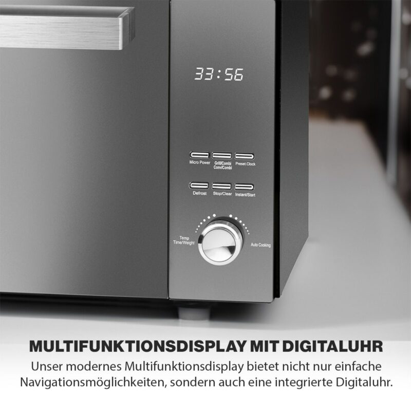 ProfiCook PC-MWG 1204 Microwave with Grill, 23L, 800W Microwave, 1000W Grill, Double Glazed Vertical Door, Stainless Steel Handle, Black - Image 7