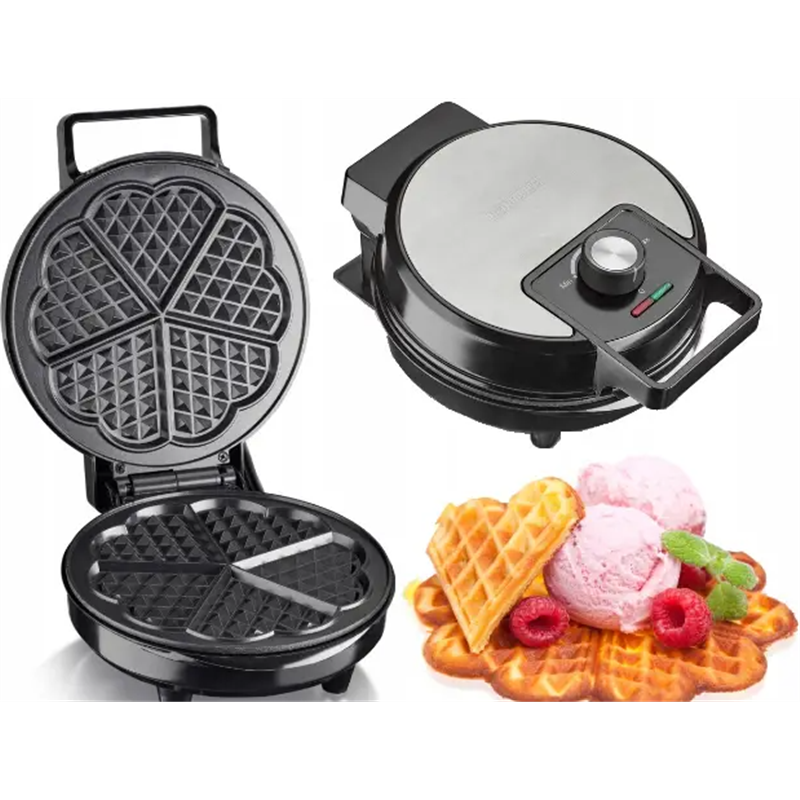 Heart-shaped waffle maker with adjustable thermostat