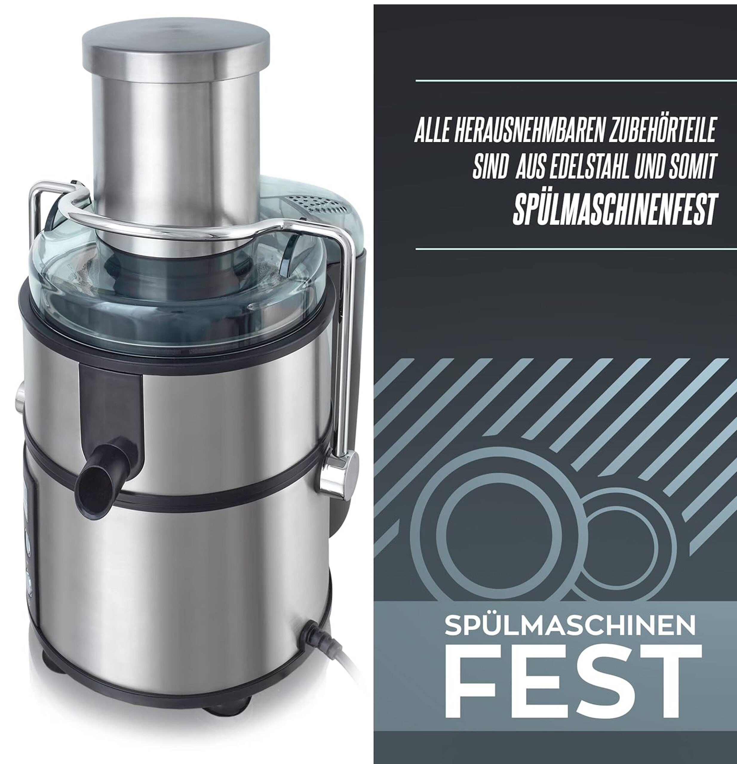 juicer for fruit and vegetables, stainless steel HPJ 8694-3