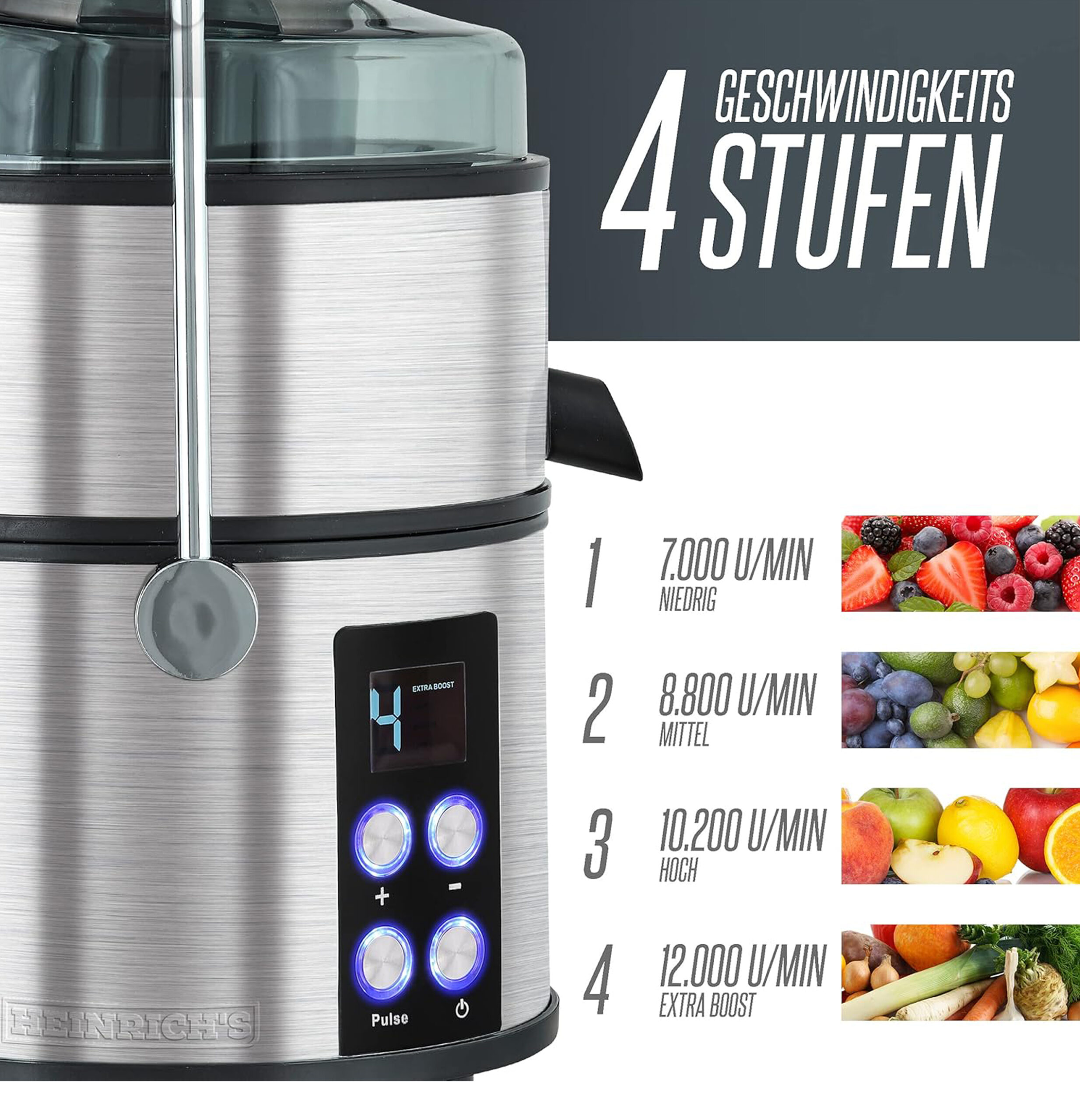 juicer for fruit and vegetables, stainless steel HPJ 8694-5