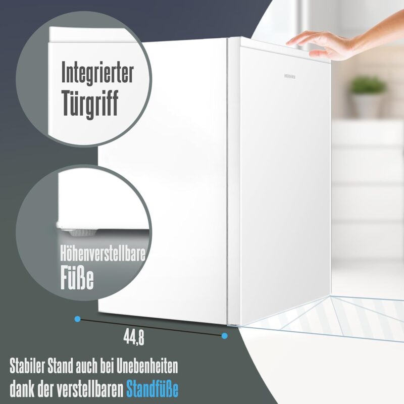 Heinrich's HEINRICHS Drinks Fridge 94L Small Compact Quiet: 36dB Mini Bar, Table Fridge with 7 Temperature Levels, Mini Fridge Freestanding, Suitable for Office, Camping, Garden, Outdoor, White [ Energy Class E]  - HKS 4289 - Image 5