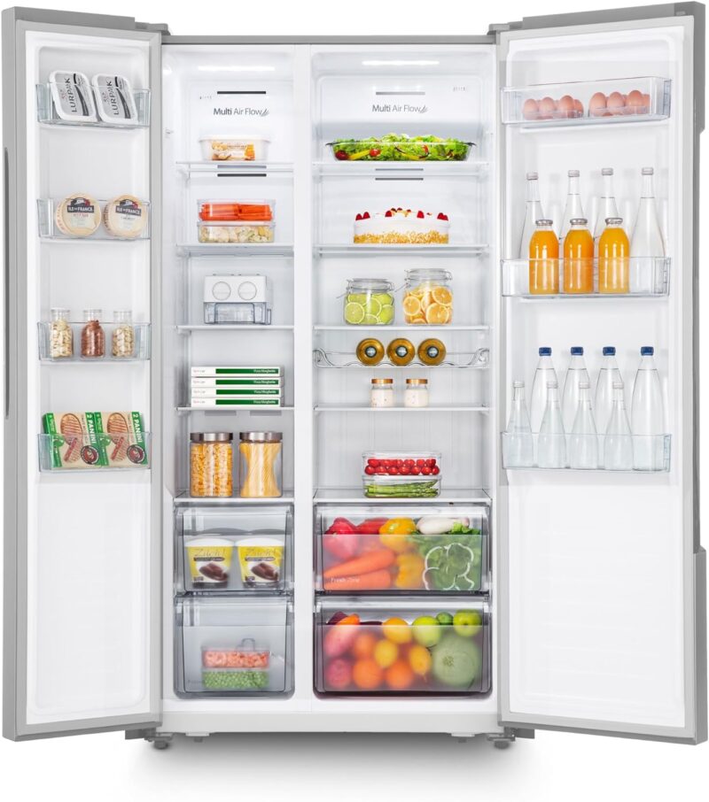 Heinrich´s Side-by-Side Fridge, Fridge Freezer Combination 519 L Mega Total Volume, No-Frost Function, 185 L Freezing Volume, LED Lighting, Touch Control, Multi-Airflow System, Stainless Steel  - HSBS 3097 IX - Image 6