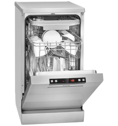 Bomann GSP 7409 silver Dishwasher, Stand/Undermountable/Freestanding, LED Display, 45 cm, 10 Settings, 6 Programmes, Stainless Steel [Energy Class E]