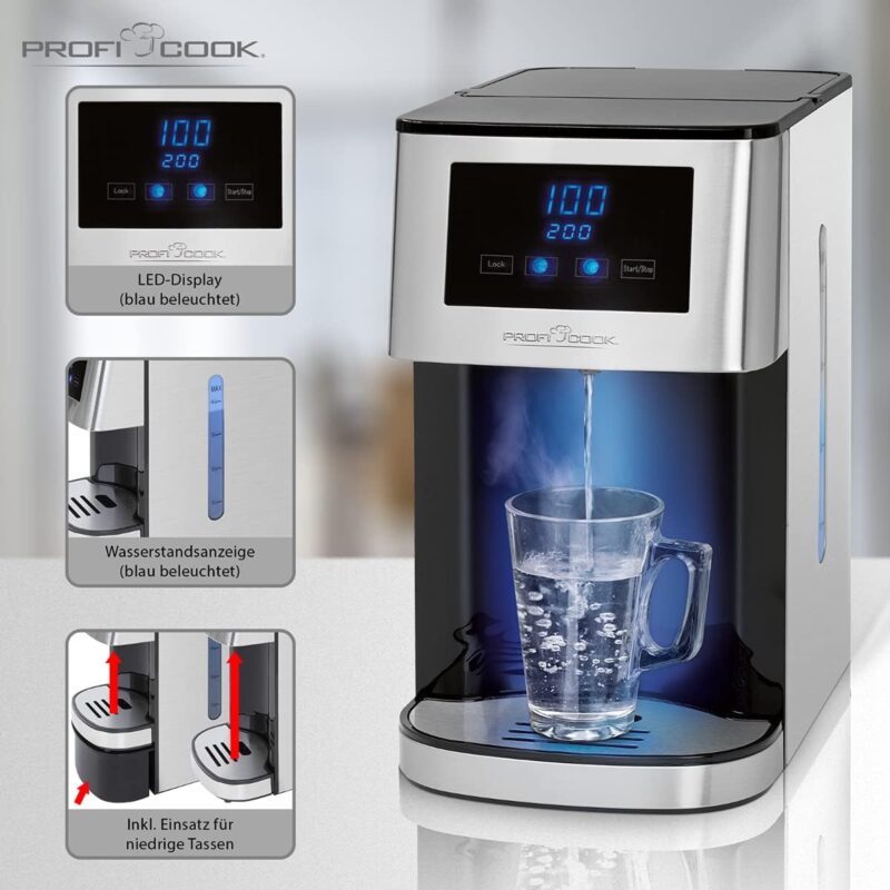 ProfiCook Hot water dispenser PC-HWS 1145 stainless steel/black 4 Liter, Eco save 50% time saving, 100° C in about 3 seconds - Image 4
