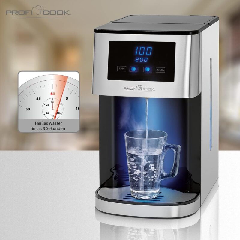 ProfiCook Hot water dispenser PC-HWS 1145 stainless steel/black 4 Liter, Eco save 50% time saving, 100° C in about 3 seconds - Image 6