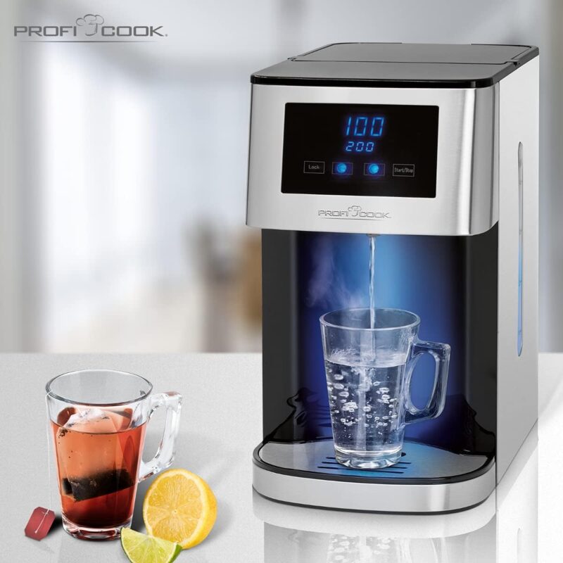ProfiCook Hot water dispenser PC-HWS 1145 stainless steel/black 4 Liter, Eco save 50% time saving, 100° C in about 3 seconds