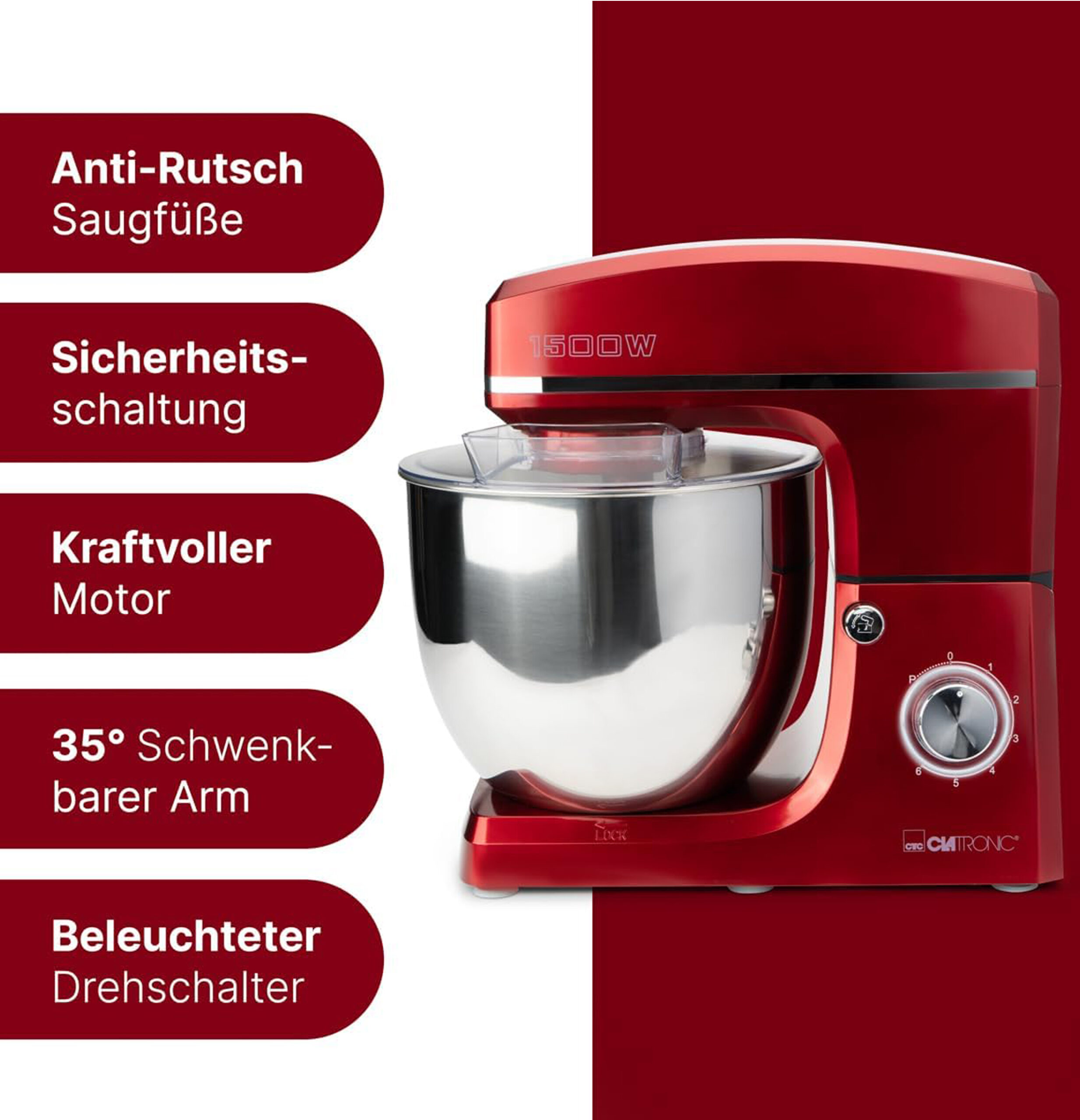 Clatronic Kneading machine KM 3765 red-2