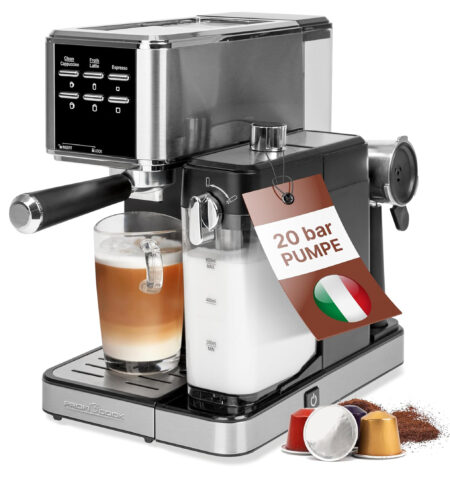 ماكينة قهوة اسبريسو من بروفي كوك مع وظيفة رغوة الحليب الطراز: PC-ES-KA 1266