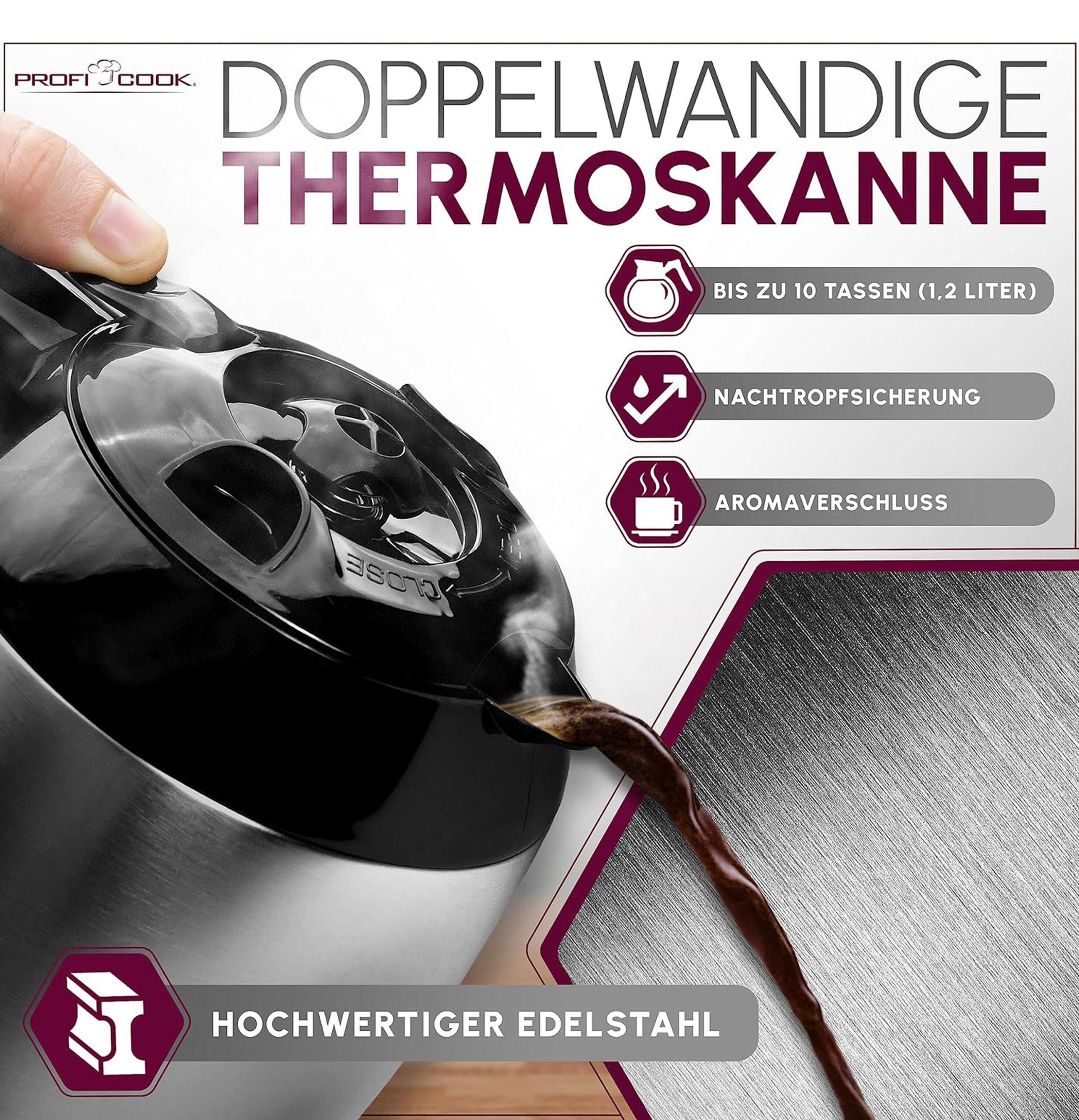 PC-KA 1191 Coffee Machine, 8-10 Cups-5