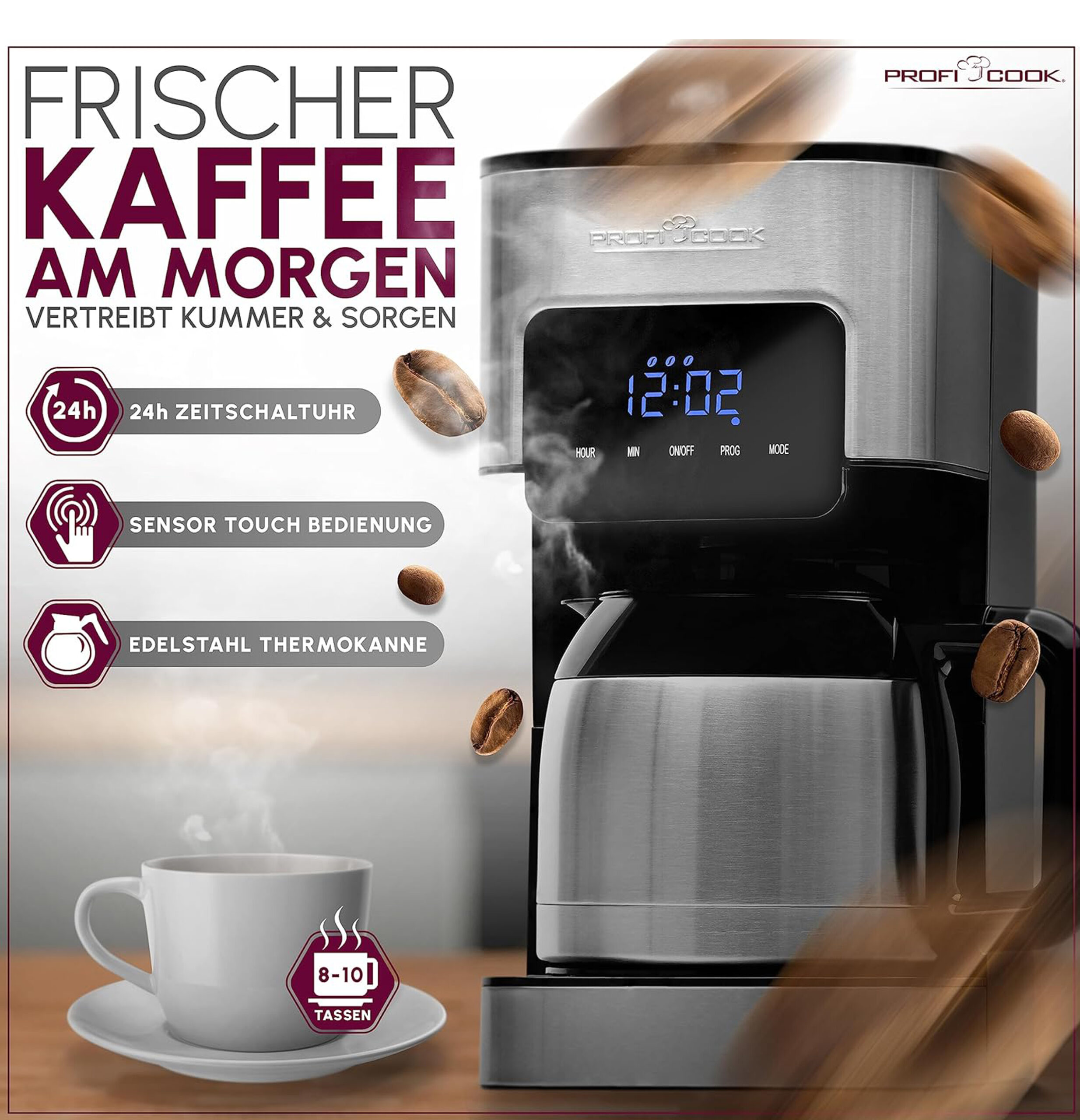 PC-KA 1191 Coffee Machine, 8-10 Cups-6