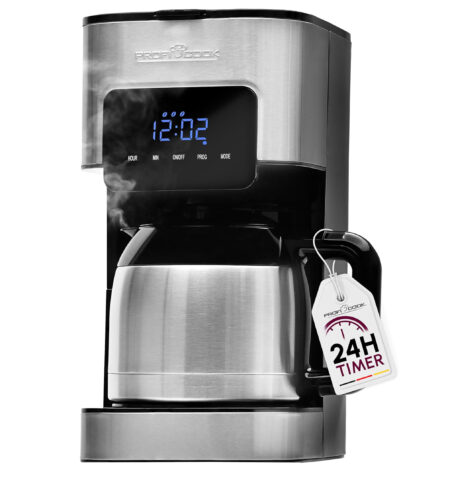 Profi Cook PC-KA 1191 Coffee Machine, 8-10 Cups, Timer, Sensor Touch Control, Double-Walled Thermos Flask with 1.2 Litre Volume, Aroma Closure, Stainless Steel Filter Coffee Machine,