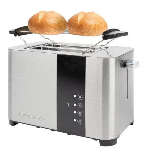 ProfiCook® Toaster, 2 Slice Toaster, Stainless Steel Housing, 850 Watt, Wide Slot, Bun Attachment (Removable), 7 Adjustable Browning Levels, Crumb Drawer, Cable Winder, PC-TA 1250