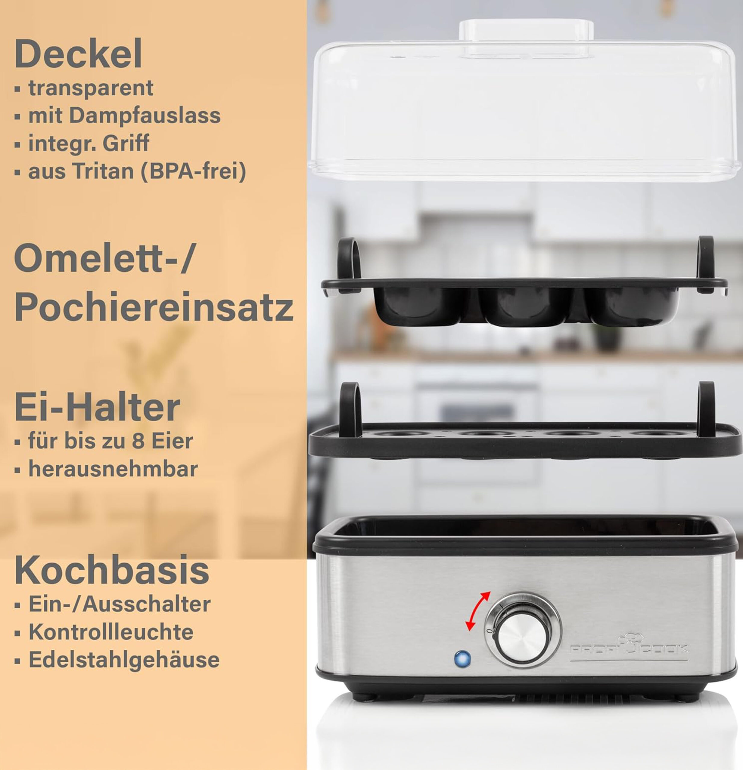 egg cooker stainless steel PC-EK 1275-6