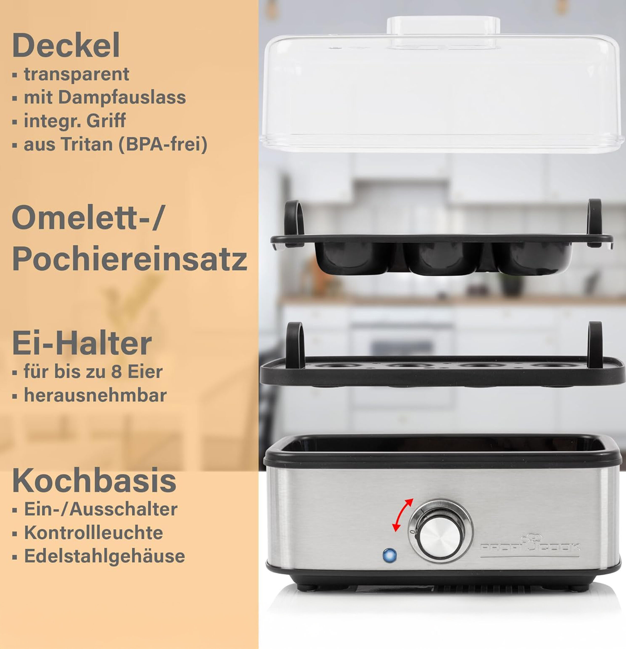 egg cooker stainless steel PC-EK 1275-8