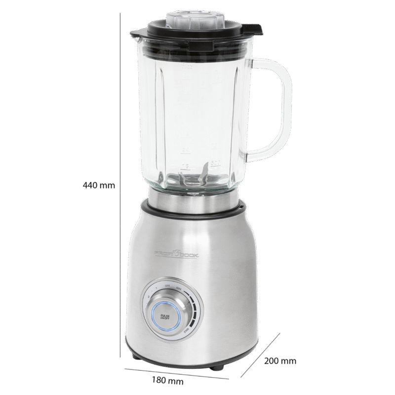 Profi Cook professional speed control 3 programs Mixer with Turbo Function, Solid Glass Container with Scale, 1.75 Litre Mixing Container, 6-Way Stainless Steel Knife, Stainless Steel PC-UM 1207 - Image 6