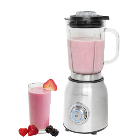 Profi Cook professional speed control 3 programs Mixer with Turbo Function, Solid Glass Container with Scale, 1.75 Litre Mixing Container, 6-Way Stainless Steel Knife, Stainless Steel PC-UM 1207