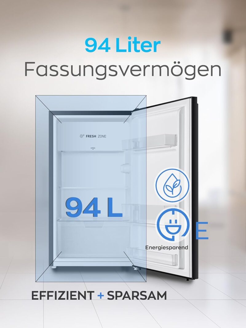 HEINRICHS Drinks Fridge 94L Small Compact Quiet: 36 dB Mini Bar, Table Fridge with 7 Temperature Levels, Mini Fridge Freestanding, Perfect for Office, Camping, Garden, Outdoor, Black [Energy Class E] - Image 8