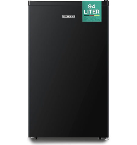 HEINRICHS Drinks Fridge 94L Small Compact Quiet: 36 dB Mini Bar, Table Fridge with 7 Temperature Levels, Mini Fridge Freestanding, Perfect for Office, Camping, Garden, Outdoor, Black [Energy Class E] HKS 4289 Black