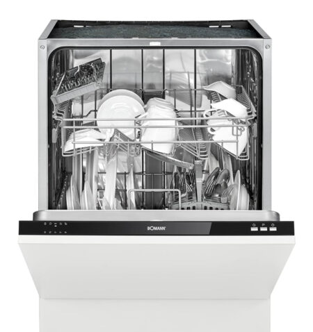 Bomann Built-in Dishwasher, Fully Integrated Design, 60 cm, 12 Place Settings, LED Control Indicators, Cleaning Temperatures 45°C - 65°C, Black [Energy Class A]  GSPE 7416 VI