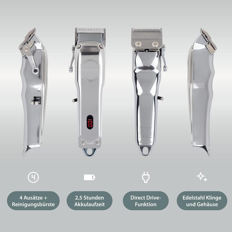 ⁦ماكينة حلاقة شعر ولحية للرجال **ProfiCare® PC-HSM/R 3100** احترافية، مزودة بـ **4 أمشاط قابلة للإزالة** ووظيفة ترقيق الشعر بـ **3 مستويات**، مع خاصية **Direct Drive** للحلاقة المباشرة.⁩ - الصورة ⁦6⁩