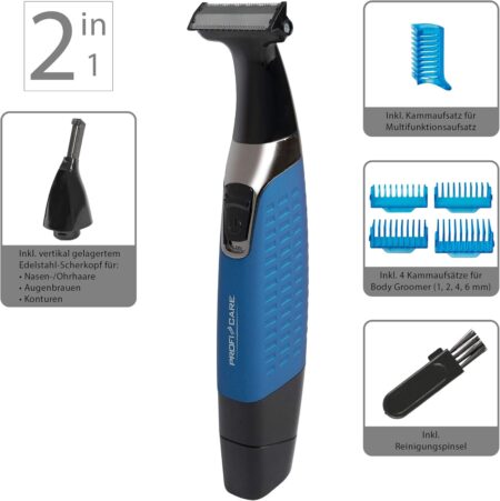ProfiCare  Electric Body Hair Trimmer, Nose Hair Trimmer, Ear Hair Trimmer, Shaver, 2-in-1 (PC-BHT 3074)