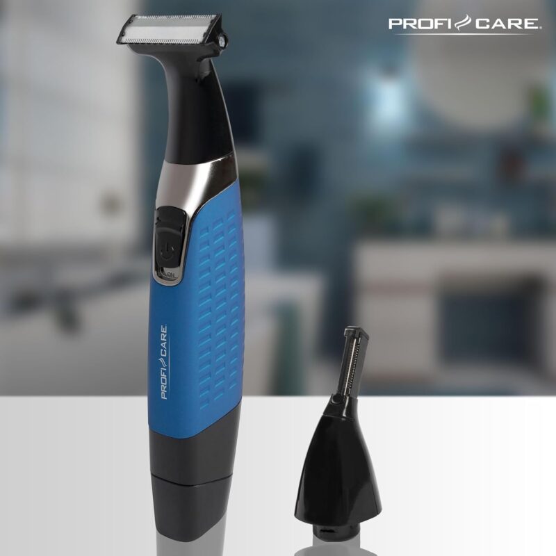 ⁦**بروفى كير PC-BHT 3074 ماكينة حلاقة كهربائية للجسم، ماكينة تشذيب شعر الأنف والأذن، ماكينة حلاقة وتشذيب 2 في 1/ ستايلر/ ماكينة إزالة شعر الأنف والأذن، للاستخدام الجاف والرطب، أزرق/أسود**⁩ - الصورة ⁦2⁩